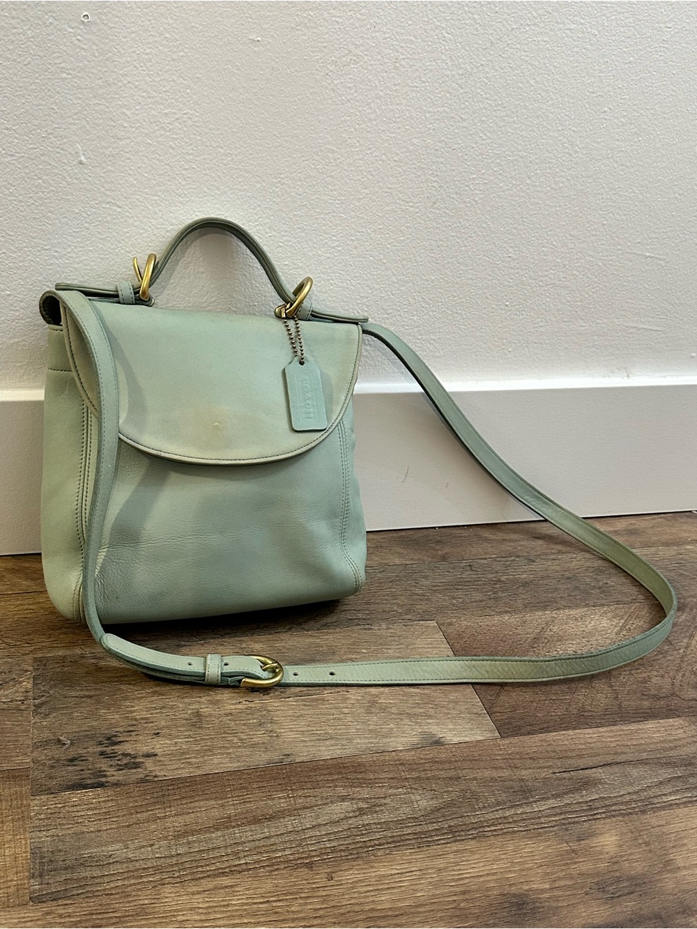 Vintage 1996 Coach 4158 Aqua Handle Bag Crossbody USA
